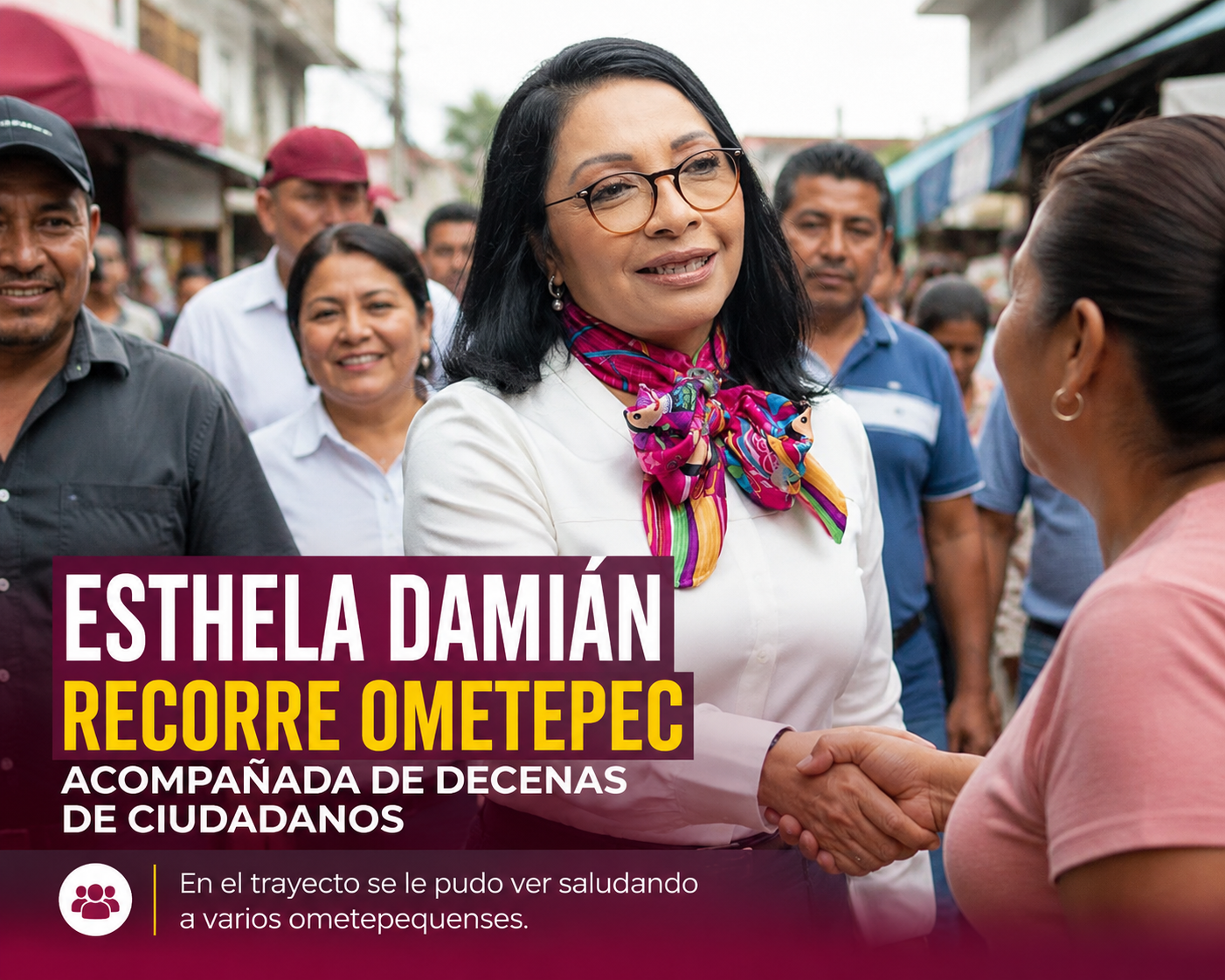 Esthela Damián recorre Ometepec acompañada de decenas de ciudadanos